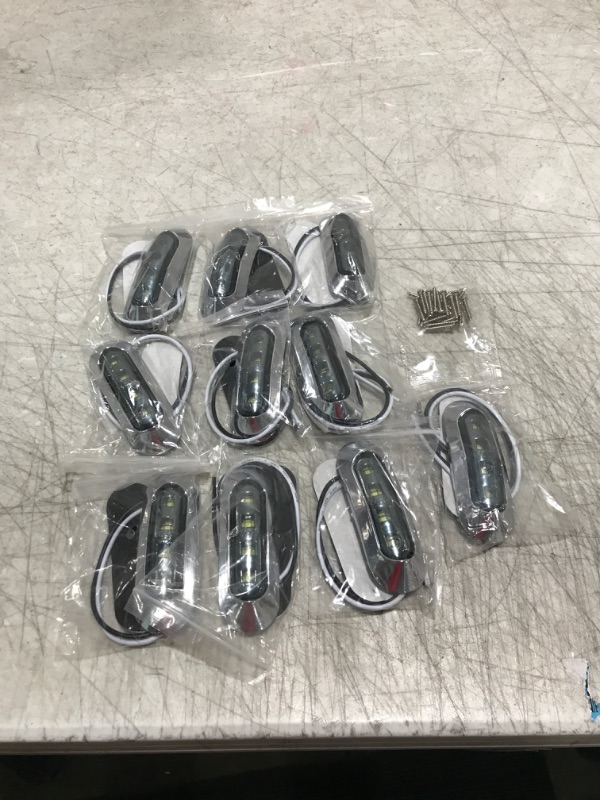 Photo 2 of 10 pcs TMH 3.6 Inch submersible 4 LED Smoked Lens White Light Side Led Marker 10-30v DC , Truck Trailer marker lights, Marker light amber, Rear side marker light, Boat Cab RV 