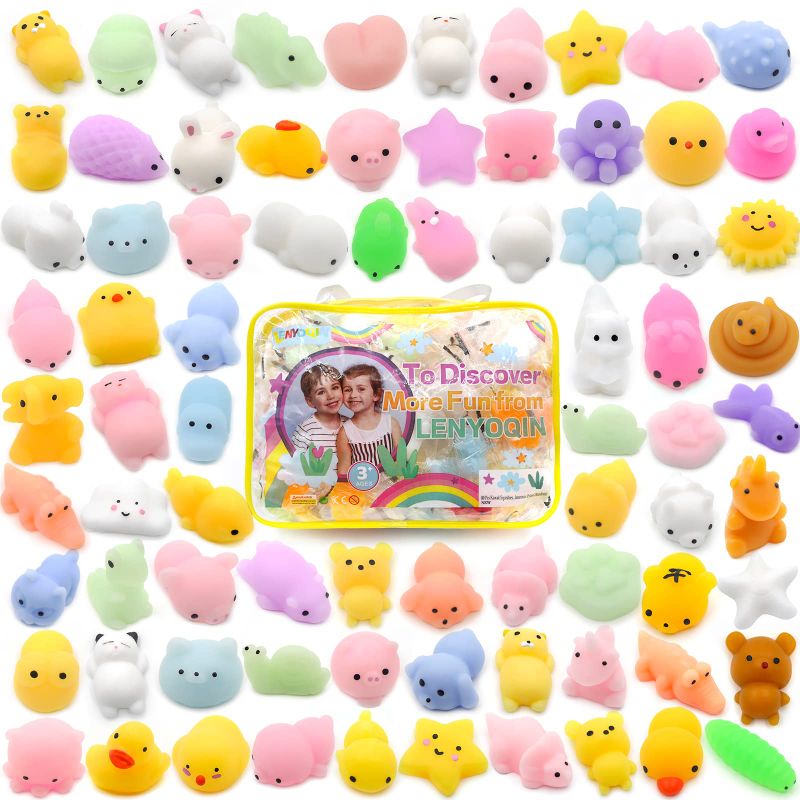 Photo 1 of 80 Pcs Kawaii Squishies, Easter Mochi Squishy Toys for Kids Party Favors, Easter Basket Stuffers for Kids, Easter Egg Fillers Fidget Stress Relief Toys for Birthday Gifts, Classroom Prizes (Random)