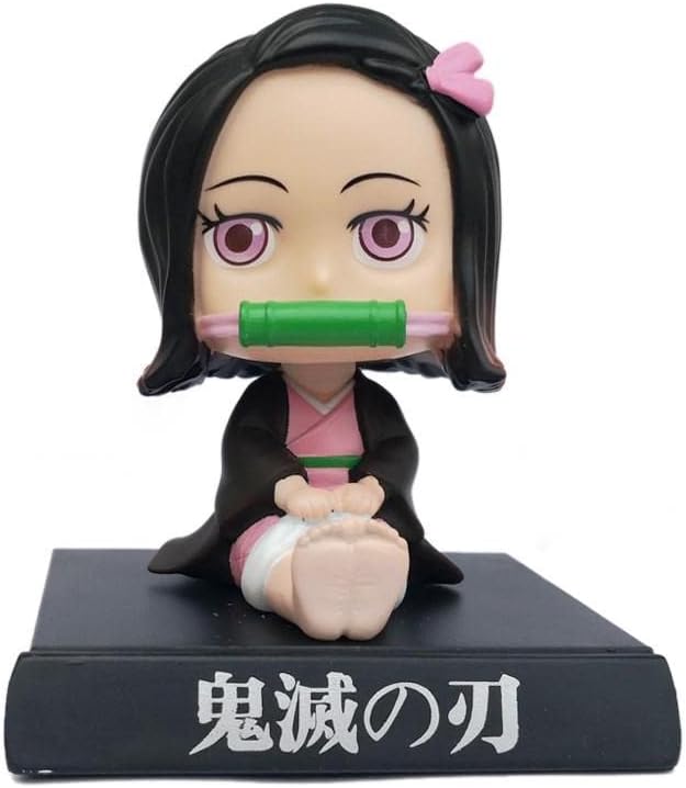 Photo 1 of iWuQer Anime Figure Nezukoo Bobbleheads for Car Dashboard Cute Cartoon Bobble Head Car Decoration Phone Bracket Room Desktop Collectibles for Man Kids PVC 4.7inch/12cm