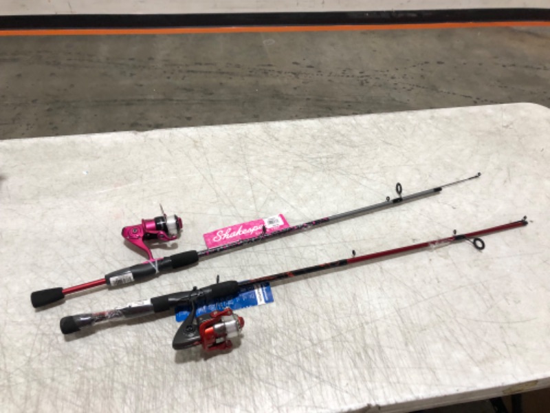 Photo 2 of 2 Sets of Rods - Shakespeare Amphibian Spinning Combo Amphibian Pink / Black and Red