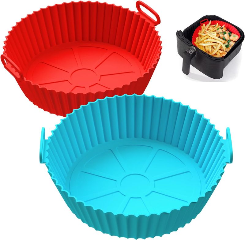 Photo 1 of 2 Pack Air Fryer Silicone Liners Pot for 3 to 5 QT, BPA-Free, Food Grade Airfryer Basket Bowl, Replacement of Flammable Parchment Paper, Reusable Baking Tray Oven Accessories(Top 8in, Bottom 6.75in)… STOCK PHOTO FOR REFERENCE ONLY.