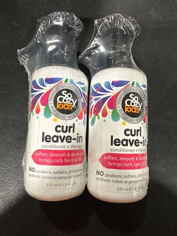 Photo 2 of 2 PACK- SoCozy, Curl Spray LeaveIn Conditioner For Kids Hair Detangles and Restores Curls No Parabens Sulfates Synthetic Colors or Dyes, Jojoba Oil,Olive Oil & Vitamin B5, Sweet-Pea, 8 Fl Oz 8 Fl Oz (Pack of 1)