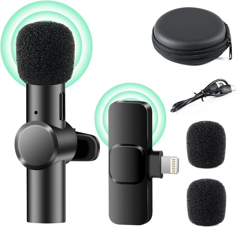 Photo 1 of ERNSITNG Wireless Lavalier Microphone for iPhone iPad, Plug&Play Auto-syncs Clip-on Mini Mic for YouTube,TikTok,Facebook,Live,Zoom Video Recording,Noise Reduction(NO APP or Bluetooth Needed)
