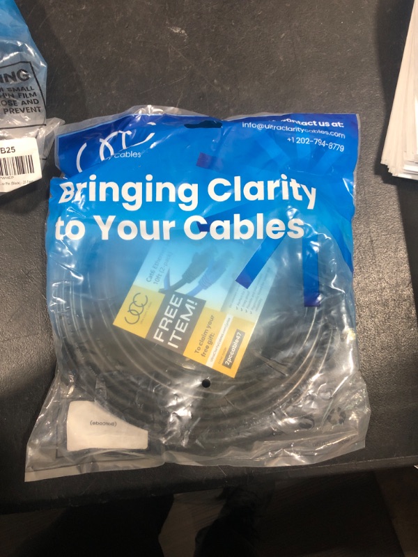 Photo 2 of Ultra Clarity Cables Coaxial Cable 15ft (2 Pack) - Triple Shielded RG6 Coax TV Cable Cord in-Wall Rated Gold Plated Connectors Digital Audio Video with Male F Connector Pin (Black) - 15 Feet 15 feet Black 2