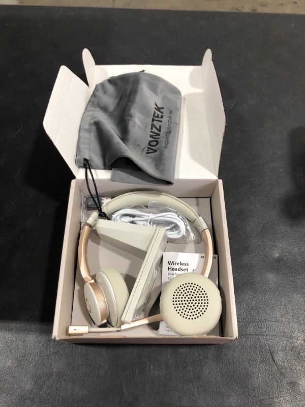 Photo 1 of Bluetooth Headset with Microphone, QCC Wireless Headphones with Mic Noise Cancelling & Mute/Charging Dock/Plug & Play USB Dongle, 26 Hrs On Ear Headphones for Phones/Laptop/PC/MS Teams/Zoom/Skype Gold Qualcomm V5.1