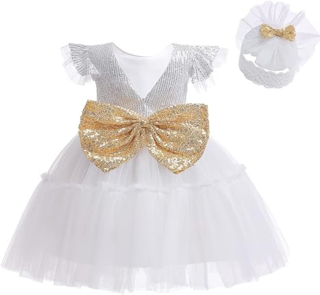 Photo 1 of Allcent Baby Girls Tutu Dress Ball Gown Backless Sequins Party Dresses with Headwear 3-4T