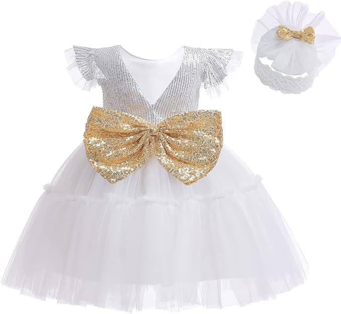 Photo 1 of Allcent  8T Infant Baby Girls Tutu Dress Ball Gown Backless Sequins Party Dresses with Headwear SIZE 8T