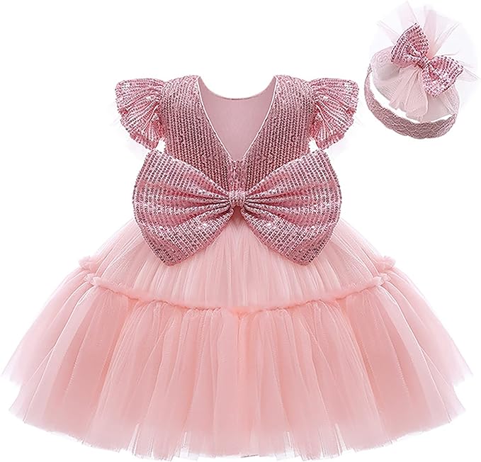 Photo 1 of Allcent  3T Infant Baby Girls Tutu Dress Ball Gown Backless Sequins Party Dresses with Headwear