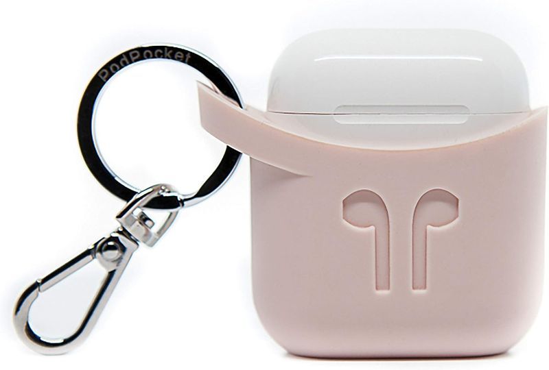 Photo 1 of PodPocket Scoop AirPod Storage Case with Protective Translucent Silicone and Impact Protection Ash Pink