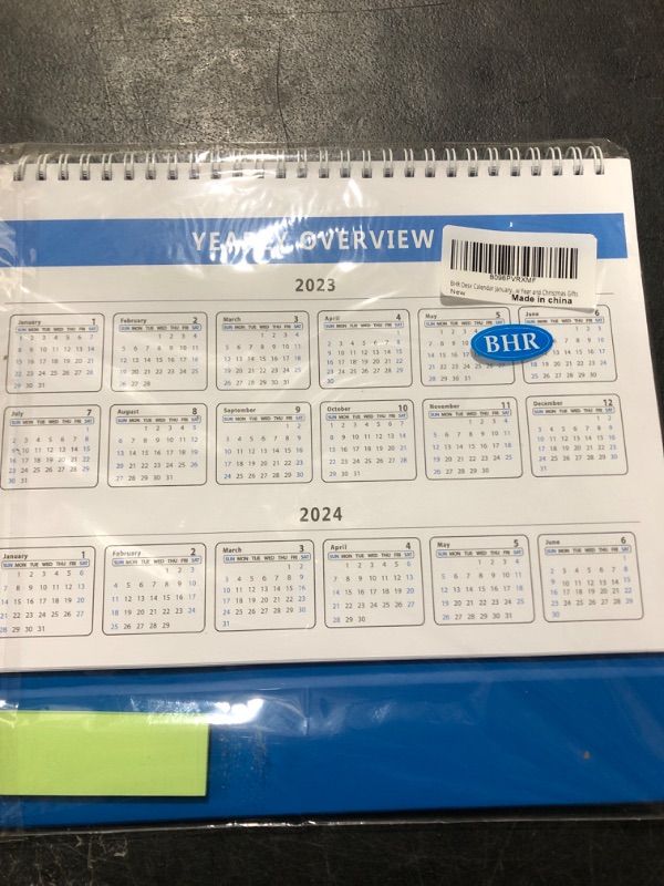 Photo 2 of BHR Desk Wall Calendar 2023-2024,Monthly Desk Calendar from January 2023-June 2024,10"×8" Standing Flip Desktop Calendar with Strong Twin-Wire Binding,Thick Paper and Writing Blocks for New Year Christmas Gifts