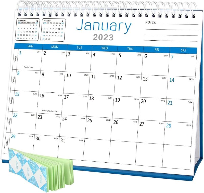 Photo 1 of BHR Desk Wall Calendar 2023-2024,Monthly Desk Calendar from January 2023-June 2024,10"×8" Standing Flip Desktop Calendar with Strong Twin-Wire Binding,Thick Paper and Writing Blocks for New Year Christmas Gifts