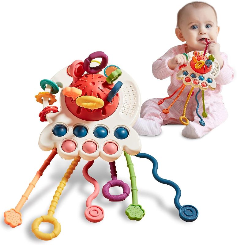 Photo 1 of PRAGYM Baby Toys 6 to 12 Months, Sensory & Montessori Toys for 1 Year Old, Octopus Pull String Toys, Travel & Teething Toys for Car Seat, Baby Girl Boy Gifts for 6, 9, 12, 18 Months Infant Toddler
