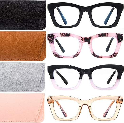 Photo 1 of 2x H.Y ARAVOE 4 Pack Oprah Style Blue Light Reading Glasses for Women, Oversized Large Computer Readers for Women Big Frame