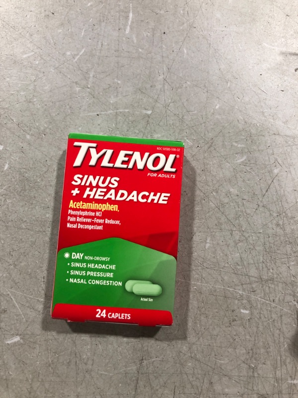 Photo 2 of TYLENOL Sinus Congestion & Pain, Severe Caplets Daytime Non-Drowsy 24 EA (Pack of 3)