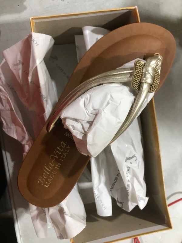 Photo 2 of Bella Vita Women's Zev-Italy Flat Sandal 7.5 Wide Champagne SHOES