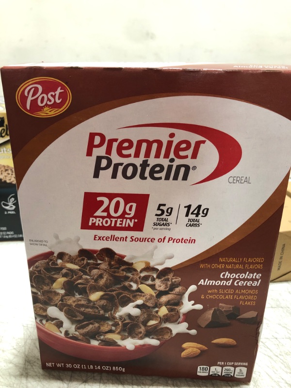 Photo 2 of Post Premier Protein Chocolate Almond cereal, high protein-rich breakfast cereal or snack made with real almonds, 30 Ounce - 1 count