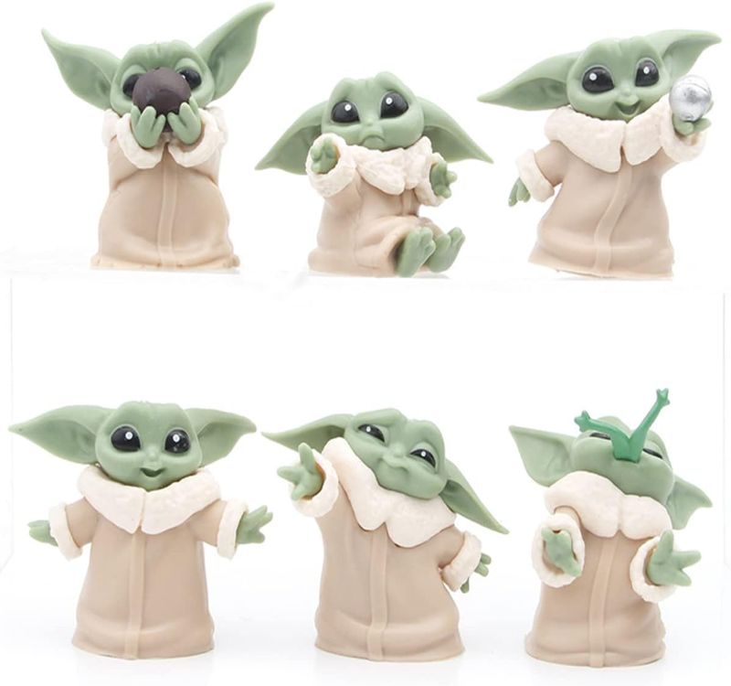 Photo 1 of 6 Pcs Baby Yoda Cake Topper Set, PVC Baby Yoda Figures Toy, Children's Birthday Cake Decoration and Shower Birthday Party Supplies.
