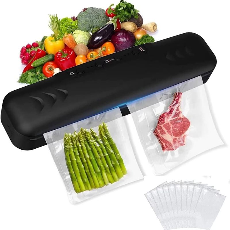 Photo 1 of  Vacuum Sealer Machine, 60kpa Dry/Moist Food Sealer, Four Fresh Modes to Deal With Various Food Preservation Problems, Compact Design with 20 Packs Storage Bags, Black
