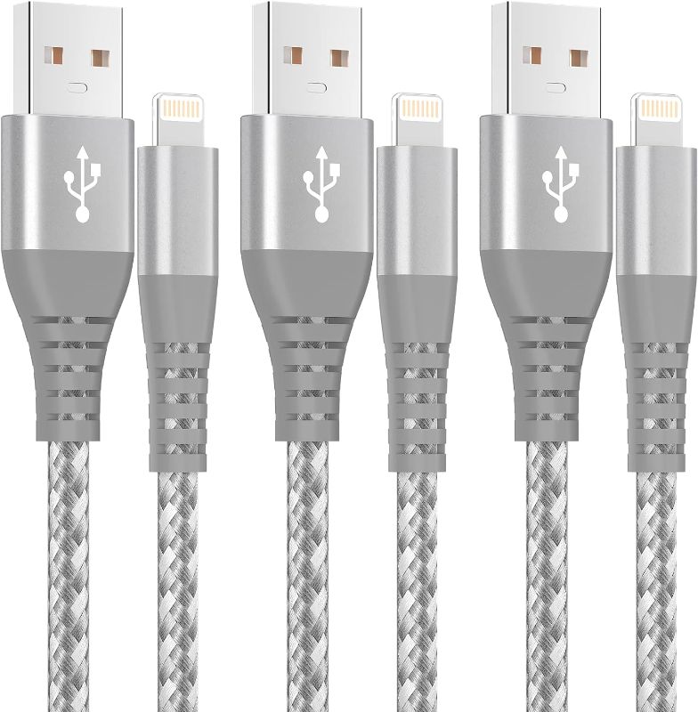 Photo 1 of iPhone Charger 3 Pack 10 ft MFi Certified Lightning Cable Nylon Braided Cable iPhone Charger Fast Charging Cord Compatible with iPhone 14 13 12 11 Pro Max XR XS X 8 7 6 Plus and More
