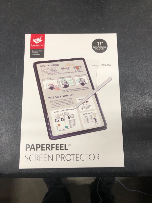 Photo 2 of BERSEM [2 PACK] Paperfeel Screen protector Compatible with iPad Pro 11 inch (2022/2021/2020/2018 Models) / iPad Air 5th / 4th Generation (10.9 inch, 2022 / 2020), Matte PET Film for Drawing, Anti-Glare