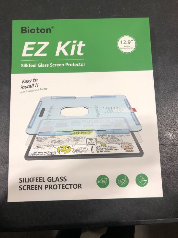 Photo 2 of Bioton Silkfeel Glass Screen Protector Compatible with iPad Pro 12.9 6th / 5th / 4th / 3rd Generation (2022& 2021 & 2020 & 2018 Models) [Auto-Alignment Tool] [Tempered Glass] [EZ Kit]