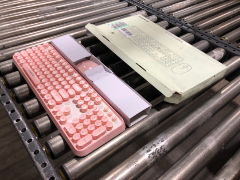 Photo 1 of FOPETT Keyboard and Mouse Sets Wireless Keyboard and Mouse Sets,Reliable 2.4 GHz Connectivity for PC,Laptop,Smart TV and More (Pink) White Pink