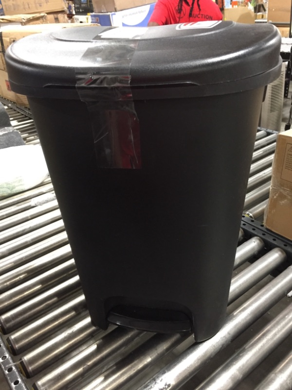 Photo 2 of Rubbermaid Classic 13 Gallon Step-On Trash Can with Lid, Black Waste Bin for Kitchen Black Step On