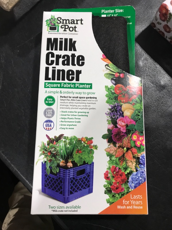 Photo 2 of Smart Pot Milk Crate Liner Square Fabric Planter, 12" x 12" x 18