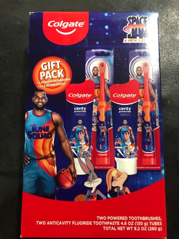 Photo 1 of Colgate Kids Toothbrush with Toothpaste, Space Jam Gift Set, 2 Battery Toothbrushes and Toothpastes Gift Set Space Jam