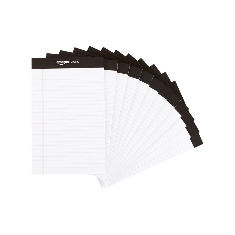 Photo 1 of Amazon Basics Narrow Ruled Lined Writing Note Pad, 5 inch x 8 inch, White, 12 Count (12 Pack of 50 pages) White 5-Inch by 8-Inch
