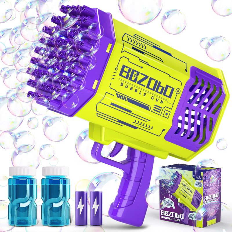 Photo 1 of Big Bubble Machine Gun, Bubble Gun with 20000+ Bubbles Per Minute, Bubble Machine with Lights, 2 Batteries & Bubble Solution, Bubble Blower for Kids Adults Wedding Birthday Christmas Party Gift Big Bubble Gun Yellow