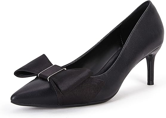 Photo 1 of Coutgo Womens Closed Pointed Toe Pumps Stiletto Bowknot High Heels Slip On Wedding Party Dress Shoes Size 11