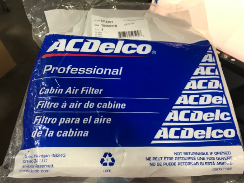 Photo 1 of ACDelco Gold CF3351 Cabin Air Filter