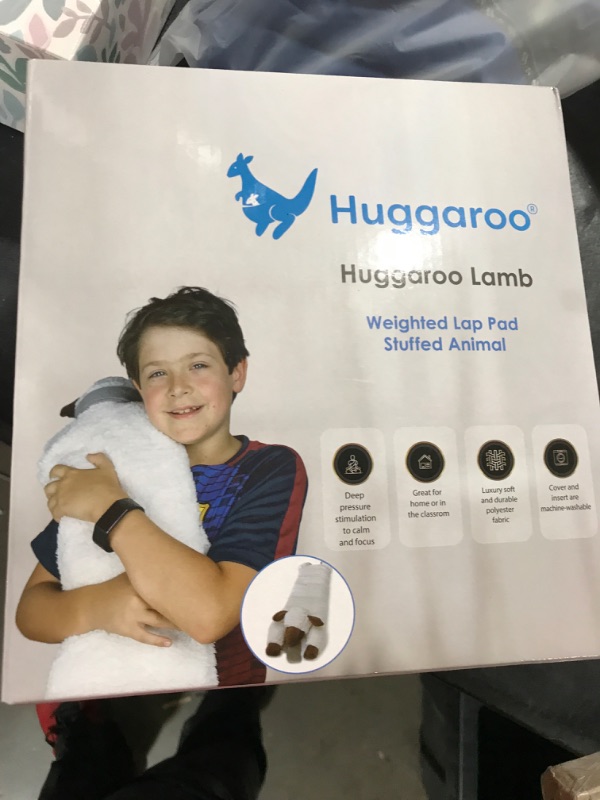 Photo 3 of Huggaroo Weighted Lap Pad Lamb- Sensory Stuffed Animals - 3.6 lb Large 29 x 8 in for Anxiety and Autism Comfort – Stocking Stuffer