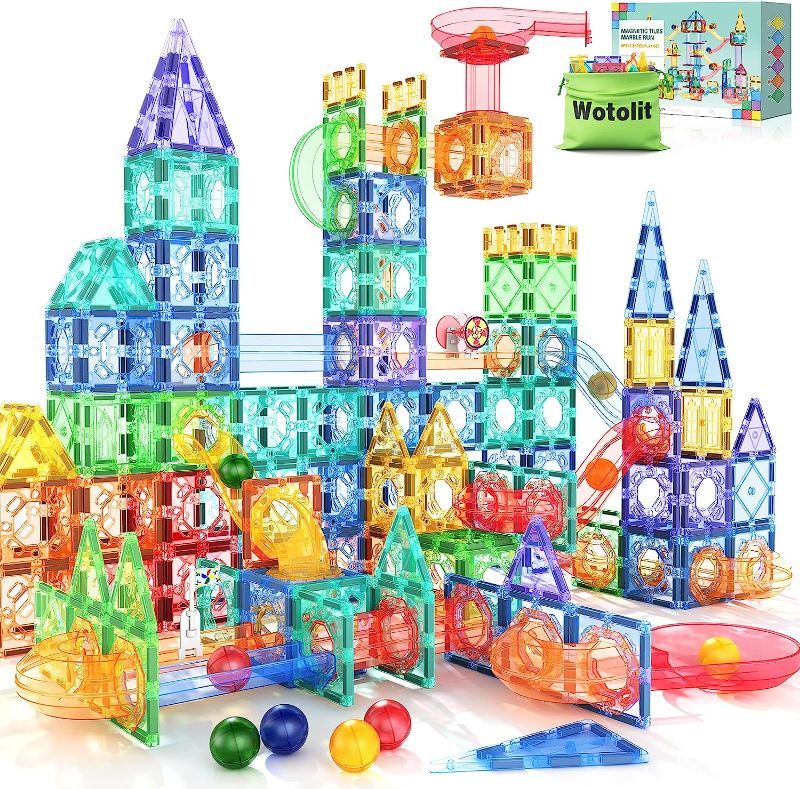 Photo 1 of 148PCS Magnetic Tiles Pipe Magnetic Blocks Magnets Toys for Kids Toddler Toys, Compatible with Major Brands Magnet Toys, Magnetic Building Set Magnet Tiles Building Block for Age 8-12 Girl Boy Toys 