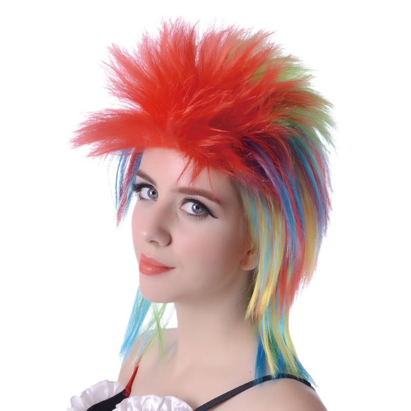 Photo 1 of AICKER Short Spiked Wig Straight Synthetic Colorful Afro Wigs Spiky Mullet for Women Funny Rainbow Rocker Punk Costumes Hair for Men