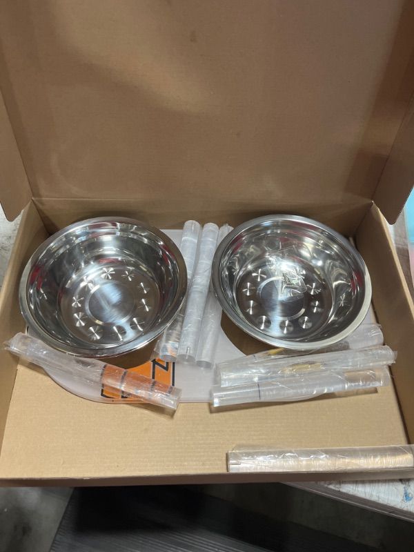Photo 1 of 2 Set Elevated Dog Bowls 7.5'' Raised Pet Bowl Holder with 4 Removable Stainless Steel Bowls Dog Dishes with Acrylic Pet Stand Feeder Set for Puppies Small Medium Dogs Food Water Milk