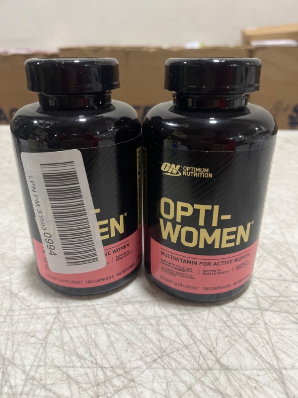 Photo 1 of 2 PACK - EXP - 12 - 2023 -Optimum Nutrition Opti-Women, Vitamin C, Zinc and Vitamin D for Immune Support Womens Daily Multivitamin Supplement with Iron, Capsules, 120 Count 120 Count (Pack of 1)