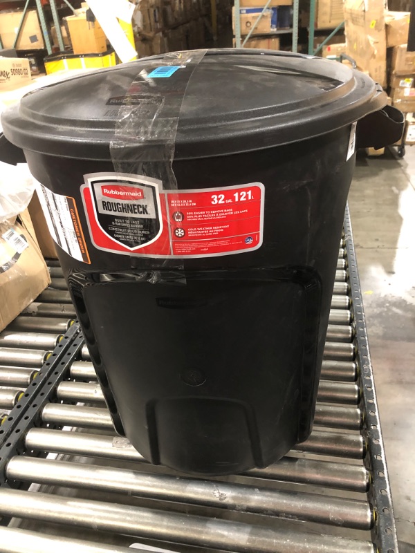 Photo 2 of Roughneck 32 Gal. Vented Black Round Trash Can with Lid