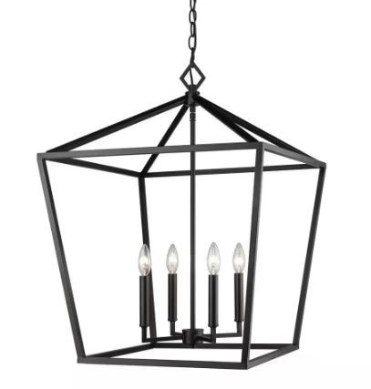 Photo 1 of 3254-MB 4-Light 20 in. Wide Taper Candle Matte Black Pendant
