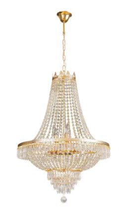 Photo 1 of 24 in. Gold 9-Light Luxury Raindrop Classic Empire Style Adjustable Chain Chandelier with Crystal Shade for Foyer
