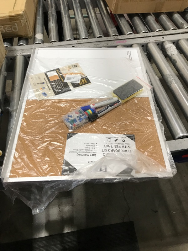 Photo 1 of Vision Board 2023: Cork Board and Dry Erase Board Combo (18 x 24") Magnetic Bulletin Board for Home or Office, Message Board, Wall-Mounted White Board Corkboard Combo: Markers, Eraser, Magnets & Pins
