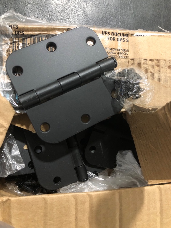 Photo 2 of 18 Pack Matte Black Door Hinges 3.5 x 3.5 Inch Interior 3 1/2 Inch Door Hinges for Doors Rounded 5/8" Radius Corners Flat Iron Hinge 3 ½"x 3 ½" Door Hardware Controls