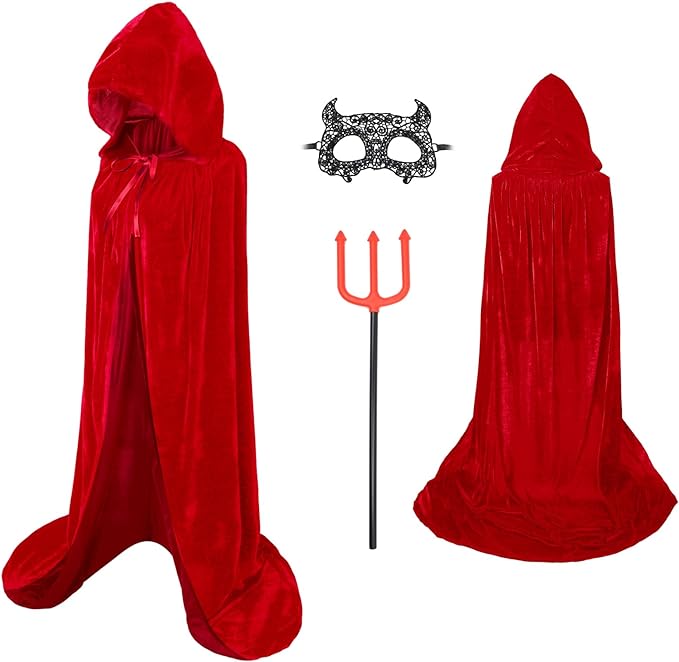 Photo 1 of DNQCOS Unisex Full Length Hooded Ponchos Velvet Halloween Costumes Witch Cloak Cape
