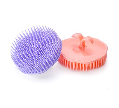 Photo 1 of Aroveea Hair Scalp Brush Dandruff Cleaning Brush Shower Scalp Shampoo Brush Scalp Massager Pack of 2 (Orange and Violet)