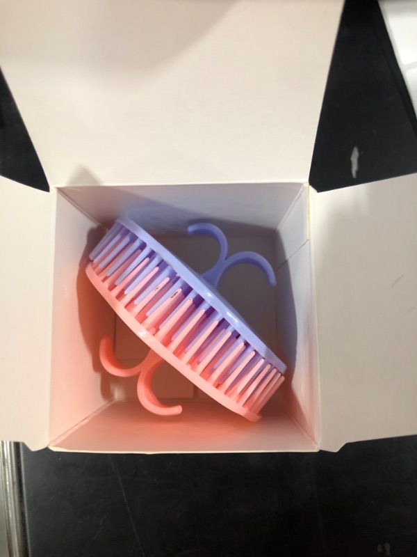 Photo 3 of Aroveea Hair Scalp Brush Dandruff Cleaning Brush Shower Scalp Shampoo Brush Scalp Massager Pack of 2 (Orange and Violet)