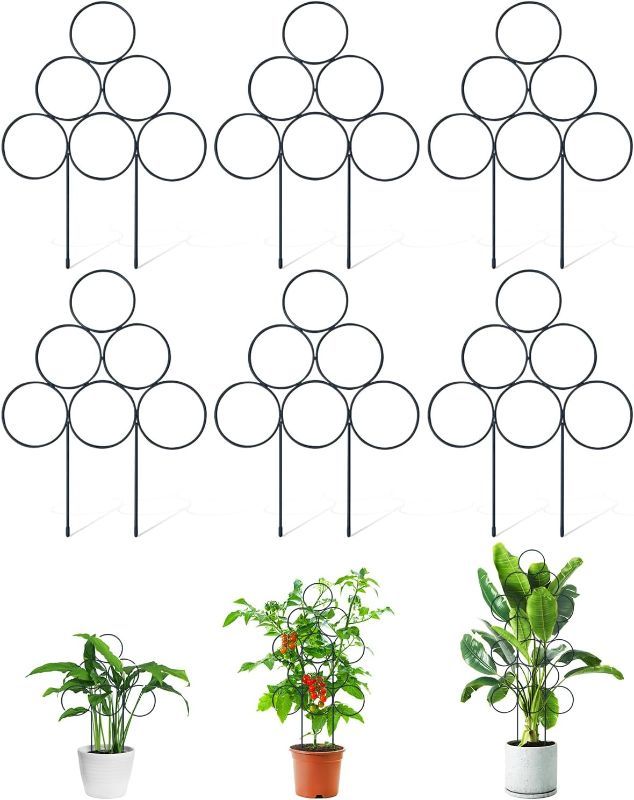 Photo 1 of 6 Pack Indoor Climbing Plant Trellis, 15.7 Inch Small Trellis for Potted Plants Outdoor, Stackable Metal Garden Trellis Plant Support Trellis for Vine Ivy Flower(Black)
