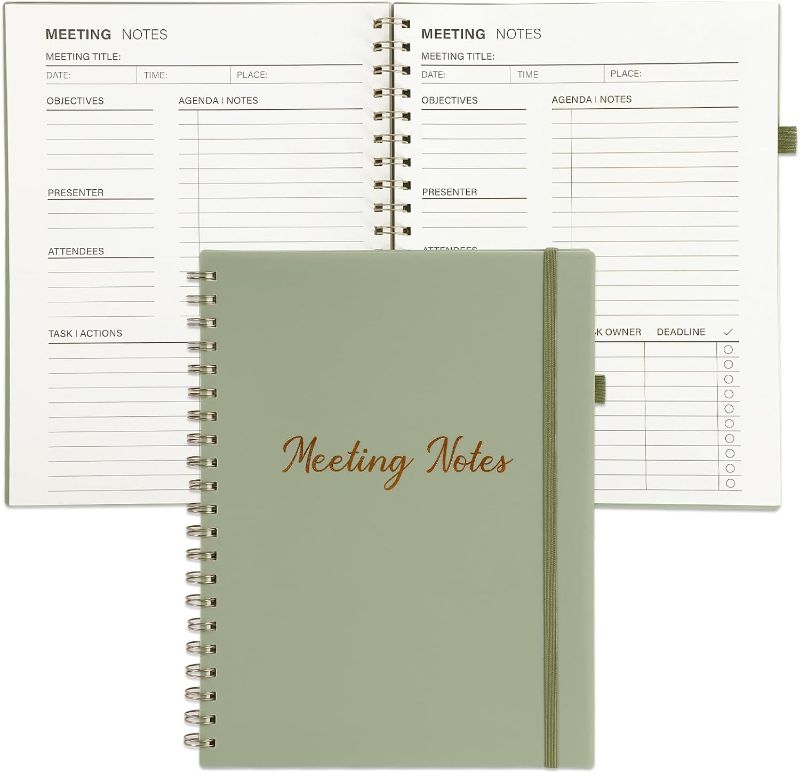 Photo 1 of EOOUT Meeting Notebook for Work, 160 Pages Spiral Notebook, Keep Agendas on Track Office Planner Supplies, Women & Men, Professionally Manage Business...
