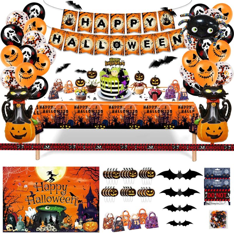 Photo 1 of 134 PCS -Halloween Party Decorations,Halloween Party Supplies,Halloween Decorations Indoor,Halloween Birthday Decorations,Halloween Party Decor,Halloween Banner,Halloween Party Kit