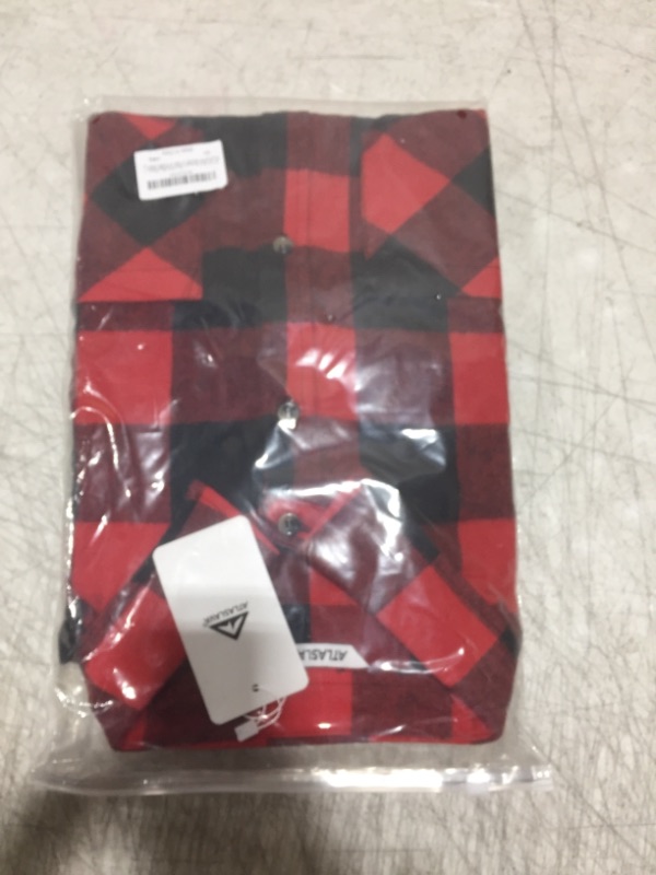 Photo 2 of ATLASLAVA Women's Classic Plaid Shirt Button Down Business Flannel Blouse Oversized Shirts Long Sleeve Tops Large Red and Black